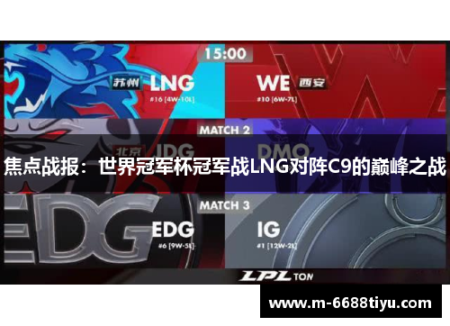 焦点战报：世界冠军杯冠军战LNG对阵C9的巅峰之战